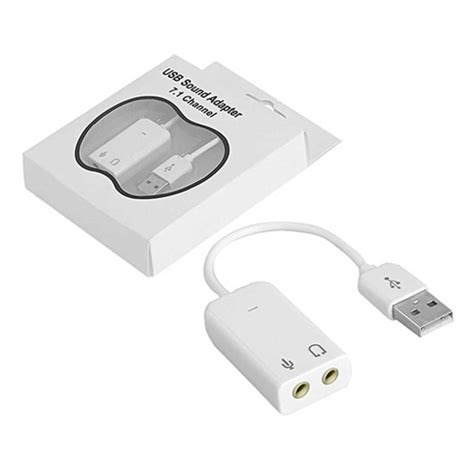 USB To Sound Card With Cable White Box